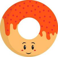 glücklich Karikatur Gesicht Donuts Orange Aufkleber. vektor