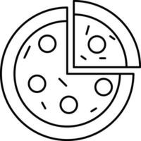 svart linjär stil pizza ikon eller symbol. vektor