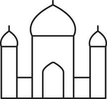 svart översikt illustration av taj mahal ikon. vektor