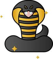 tecknad serie orm öppen mun ikon i svart och gul Färg. vektor