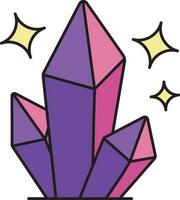 Rosa und lila Kristall Cluster eben Symbol. vektor