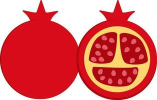 granatäpple med halv bit platt ikon i röd Färg. vektor