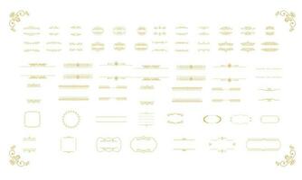 samling av skön gyllene prydnad ram element. vektor