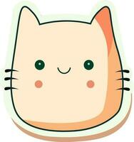 isolerat persika tecknad serie katt ansikte i klistermärke eller märka stil. vektor