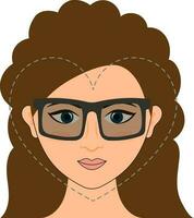 glasögon för hjärta ansikte ung flicka brun ikon i platt stil. vektor