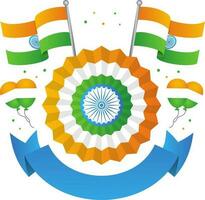 leer Blau Band mit indisch Flagge, Blume, Luftballons Hintergrund. vektor