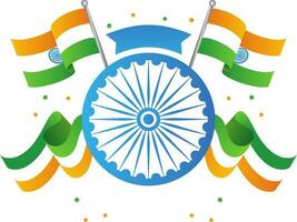 Illustration von Ashoka Rad mit wellig Flaggen dekoriert Hintergrund. vektor