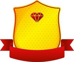 Diamant Schild Abzeichen mit leer Band im Gelb und rot Farbe. vektor
