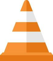 orange och vit trafik kon ikon i platt stil. vektor