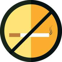 schwarz und Gelb Nein Rauchen Symbol im eben Stil. vektor