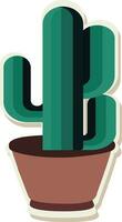 isolerat grön saguaro kaktus växt i klistermärke stil. vektor