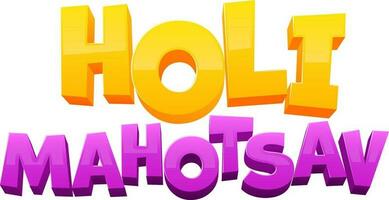 3d machen holi mahotsaw Schriftart im Gelb und lila Farbe. vektor