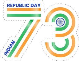 sjuttio tre år av republik dag, indisk nationell flagga trefärgade ikon i platt stil. vektor