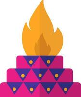 brinnande brand grop yajna ikon i rosa och violett Färg. vektor