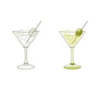 Design eines Martini-Glases mit einer Olive vektor
