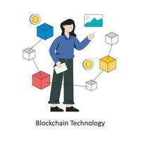 Blockchain Technologie eben Stil Design Vektor Illustration. Lager Illustration
