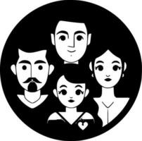 familj - svart och vit isolerat ikon - vektor illustration