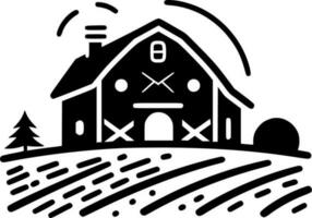 Bauernhof, schwarz und Weiß Vektor Illustration