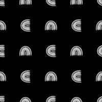Regenbogen-Schwarzweiss-Muster. weißes Regenbogenmuster. handgezeichnete Vektorillustration in einem minimalistischen skandinavischen Stil vektor