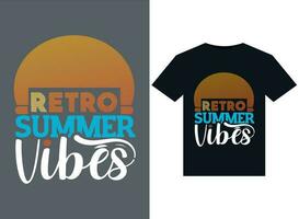 retro Sommer- Stimmung Abbildungen zum druckfertig T-Shirts Design vektor