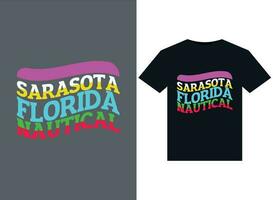 Sarasota Florida nautisch Abbildungen zum druckfertig T-Shirts Design vektor