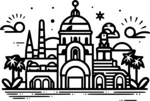 Mexiko, svart och vit vektor illustration