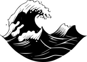 vågor - svart och vit isolerat ikon - vektor illustration