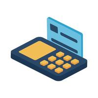 kreditkort inuti datafon isometrisk stil ikon vektor design