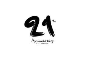 21 år årsdag firande logotyp svart paintbrush vektor, 21 siffra logotyp design, 21: e födelsedag logotyp, Lycklig årsdag, vektor årsdag för firande, affisch, inbjudan kort