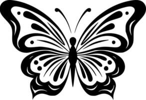 fjäril - svart och vit isolerat ikon - vektor illustration