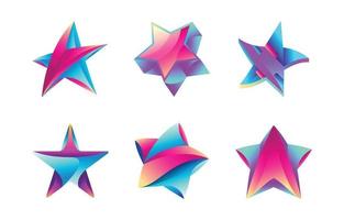 samling av färgglada abstrakt stjärna logotyp vektor