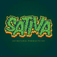 Sativa Schrift Cannabis Knospen Brief bewirken Vektor Abbildungen zum Ihre Arbeit Logo, Fan-Shop T-Shirt, Aufkleber und Etikette Entwürfe, Poster, Gruß Karten Werbung Geschäft Unternehmen
