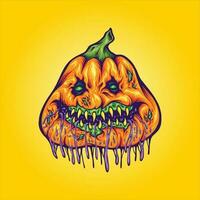 verfault Kürbis Monster- Kopf gruselig Halloween Vektor Abbildungen zum Ihre Arbeit Logo, Fan-Shop T-Shirt, Aufkleber und Etikette Entwürfe, Poster, Gruß Karten Werbung Geschäft Unternehmen