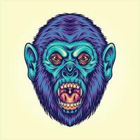 wütend Gorilla Gesicht wild Primas Karikatur Vektor Abbildungen zum Ihre Arbeit Logo, Fan-Shop T-Shirt, Aufkleber und Etikette Entwürfe, Poster, Gruß Karten Werbung Geschäft