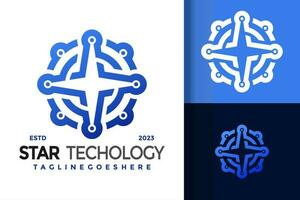 modern stjärna teknologi logotyp vektor ikon illustration