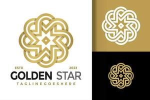 golden Star Ornament Logo Vektor Symbol Illustration