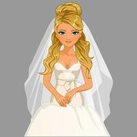 Braut- Frisur süß Karikatur Charakter. Vektor Illustration