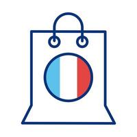 Einkaufstasche mit Frankreich Flagge Linie Stil vektor