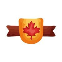 Schild mit Ahornblatt kanadischen flachen Stil vektor