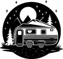 camping - minimalistisk och platt logotyp - vektor illustration