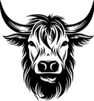 högland ko, minimalistisk och enkel silhuett - vektor illustration