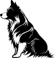 Rand Collie - - schwarz und Weiß isoliert Symbol - - Vektor Illustration