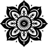 Mandala - - schwarz und Weiß isoliert Symbol - - Vektor Illustration