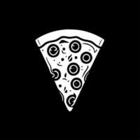 pizza - svart och vit isolerat ikon - vektor illustration