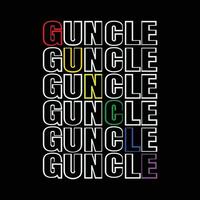 guncle regnbåge Färg rolig t-shirt design vektor