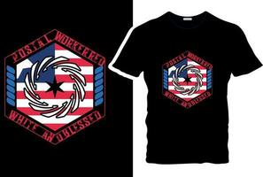 Post- Arbeiter rot Weiß und gesegnet, Unabhängigkeit T-Shirt, 4 .. von Juli T-Shirt Design, vektor