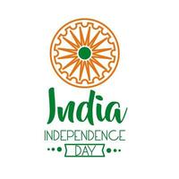 Independece dag Indien firande med Ashoka chakra linje stil ikon vektor