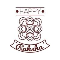 glad raksha bandhan firande med blomdekorationslinje stil vektor