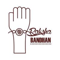 glad raksha bandhan firande med hand med armband linje stil vektor