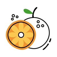 orange Zitrusfrucht Linie und Füllstil vektor